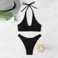 thumbnail image 4 of Weiqiqre Swim Suits Women 2 Pieces Bikini Swimsuit Set Cute Heart Ring Textured Halter Bikini Swimwear, 4 of 9