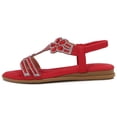 thumbnail image 6 of IEMIEMIEM Women's Flat Sandals with Rhinestones Sparkling Boho Dressy Ladies' Sandal Women's Wide Width Sandals Non Slip on Elastic Ankle Strap Beach Shoes Red 8 Wide, 6 of 9