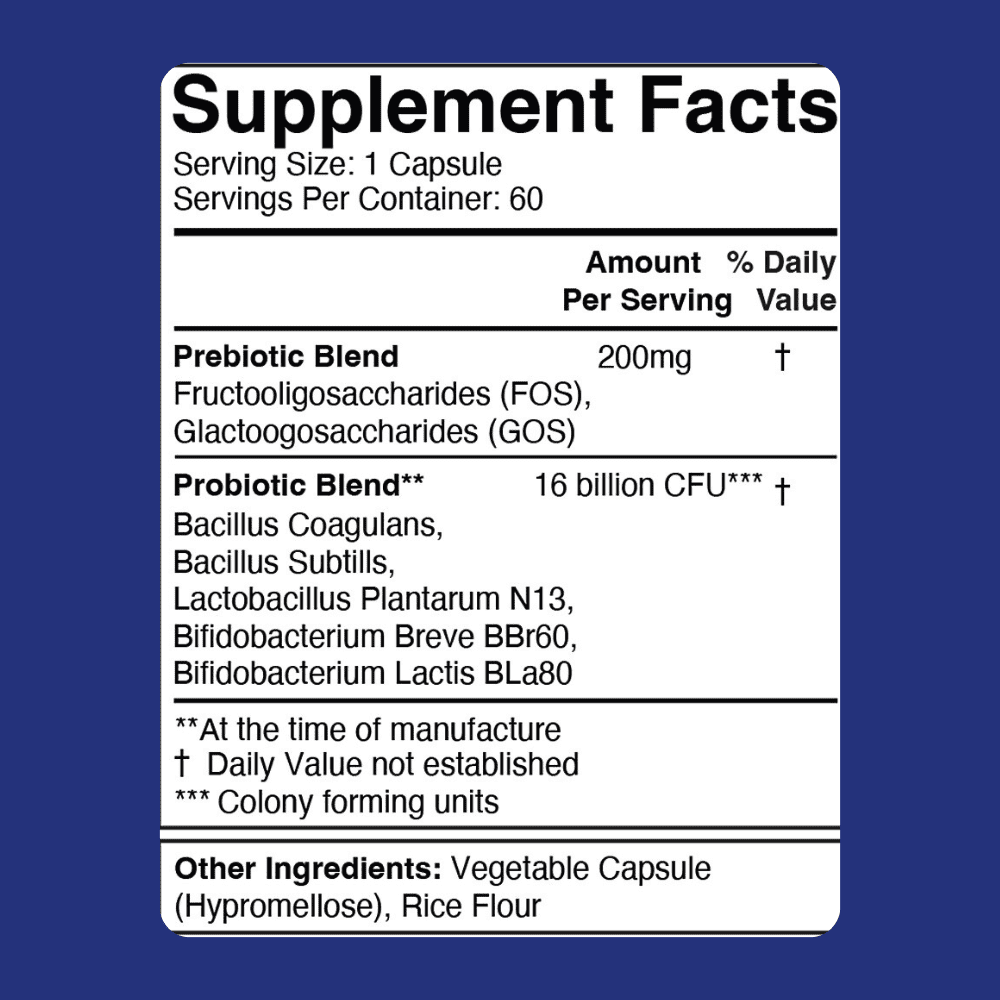 Dr. Colbert, MD Zone Biotics Probiotic | by Divine Health | Plantarum N13, Bacillus Subtilis, Bifidobacterium Lactis & Prebiotics FOS/GOS | 16 Billion CFU | 60 Capsules