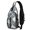 Geometric Square White Pattern, variant on Geometric Triangle Green Pattern Sling Backpack, Cycling Sling Bag with Earphone Port, Multi Pocket Design Gift Ideas for Holiday Birthday Gifts