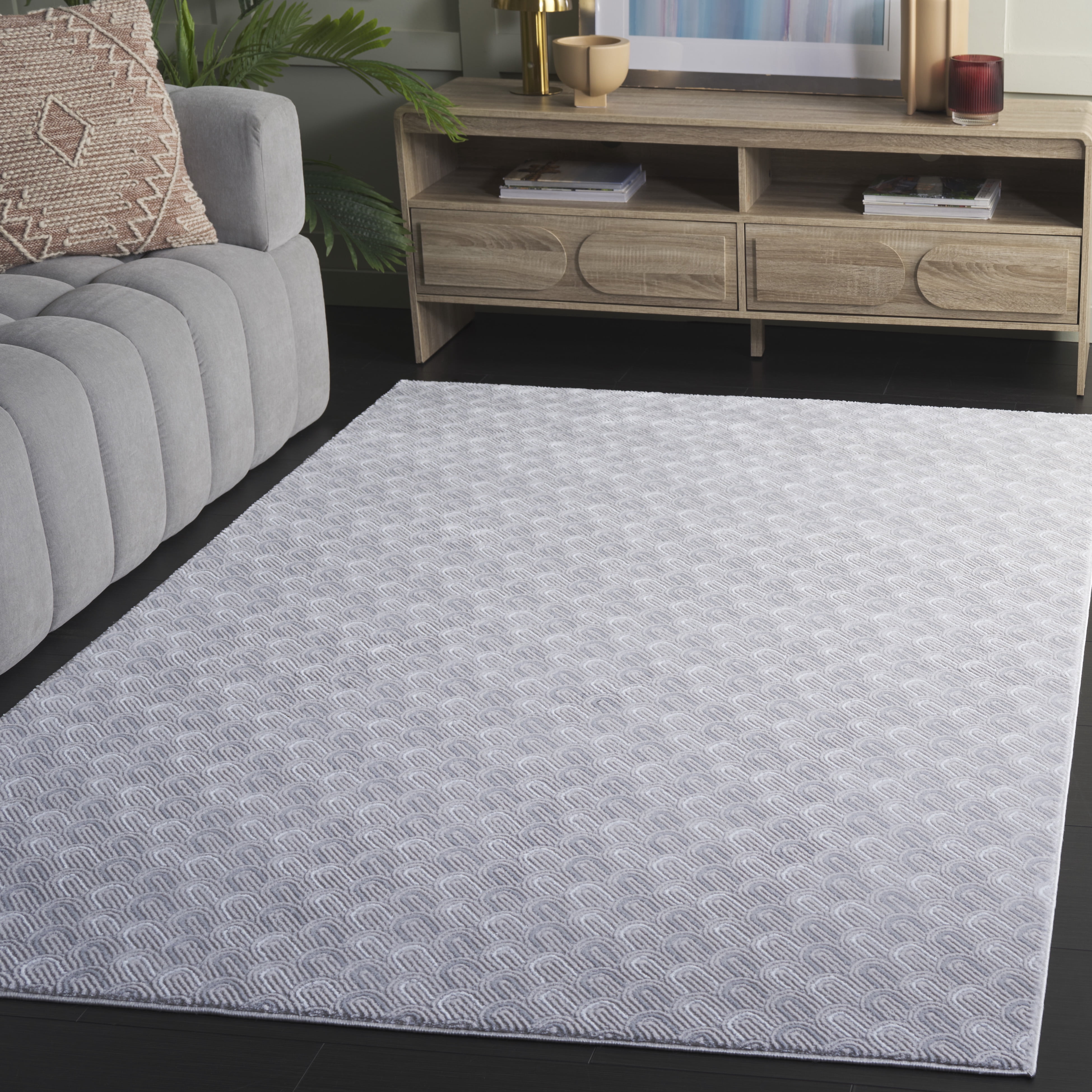 SAFAVIEH Slate Jenessa Geometric Area Rug, Beige/Grey Ivory, 4' x 6'