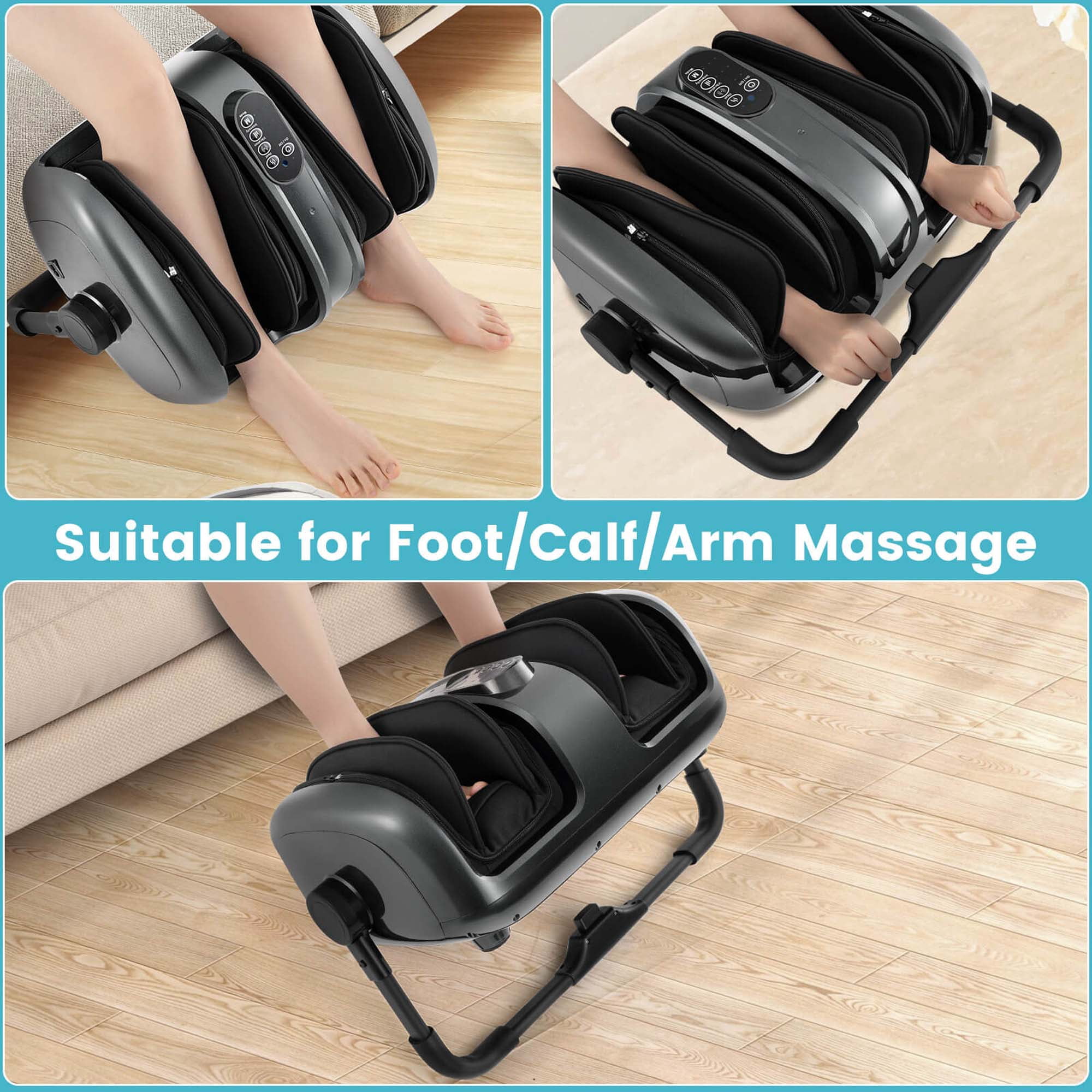 Costway Foot & Calf Massager Vibration Compression Electric Leg Massager Machine with Heat Gray