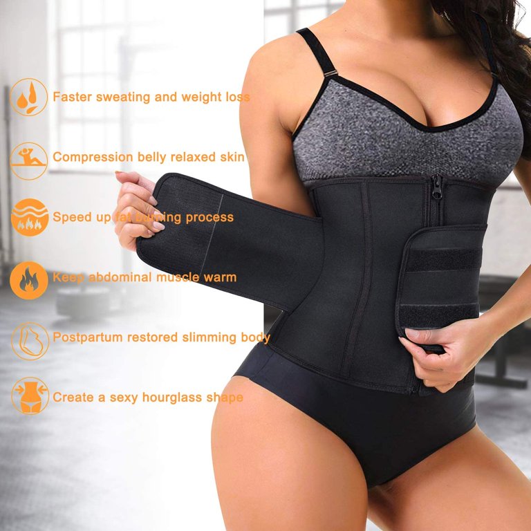 Gotoly Womens Waist Trimmer Sauna Sweat Waist Trainer Slimming Body Shaper  Sports Girdles Workout Belt(Black X-Large) 