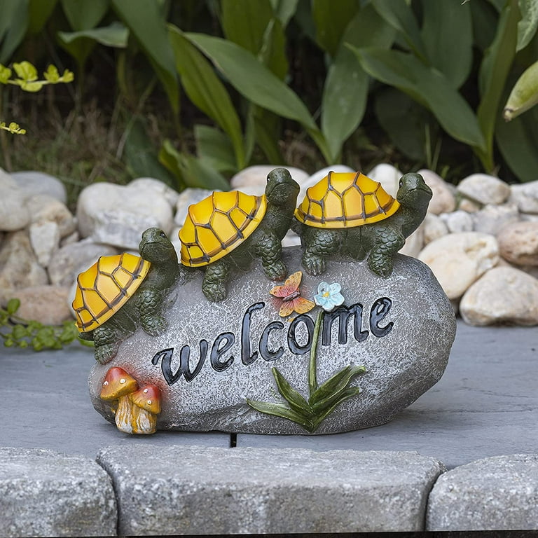 VP Home Welcome Turtles on a Rock Solar Powered LED Outdoor Decor Garden Light VP Home Welcome Turtles on a Rock Solar Powered LED Outdoor Decor Garden Light