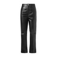 thumbnail image 5 of Genuiskids Women Pu Leather Pants Stretch Pleather Trousers High Waist Casual Party Club Street Straight Leg Sliming Pants, 5 of 9