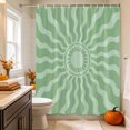 thumbnail image 2 of Bohemia Shower Curtain, Waterproof Shower Curtains for Bathroom, Retro Abstract Simple Sun Sunshine Aesthetic Green Washable Fabric Bathtub Curtain Set Bath Decor with 12 Hooks Standard 72"x72", 2 of 8