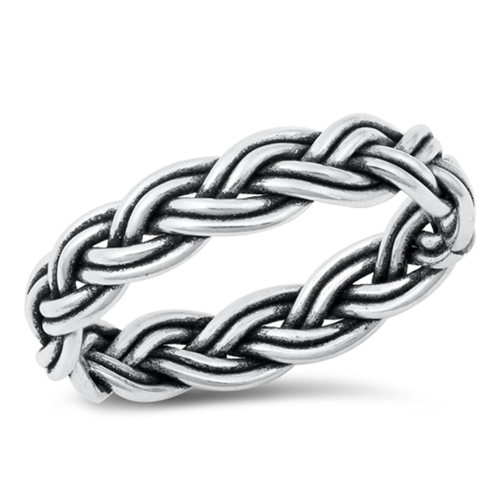 Double Braid 925 Sterling Silver Band& Statement Ring Handmade Ring AK1200