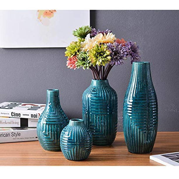 SAPPHIRE Teal Ceramic Pottery Vase Floreros for Flowers Blue Vase