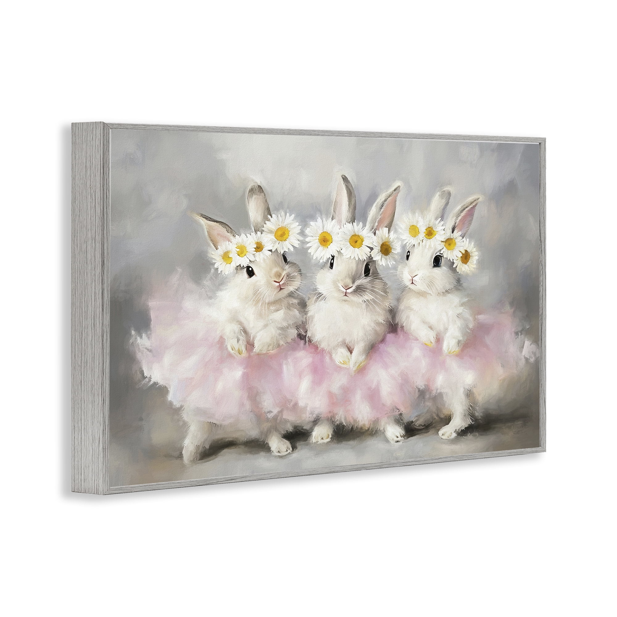 Stupell Industries Dancing Bunnies in Tutus Gray Framed Giclee Art, design by Tina LeCour