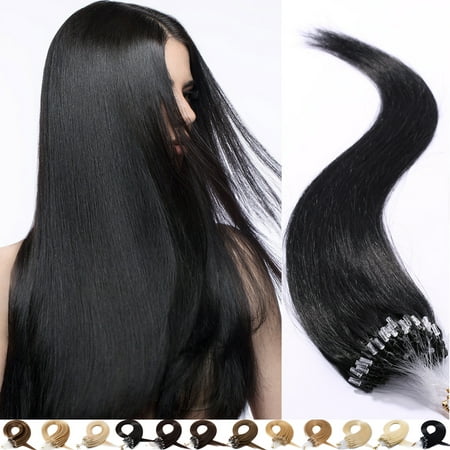 SEGO 100% Real Remy Human Hair Extensions Thick Micro Loop with Invisible Band Hair Micro Ring Beads Hair Black/Blonde Cleanrance