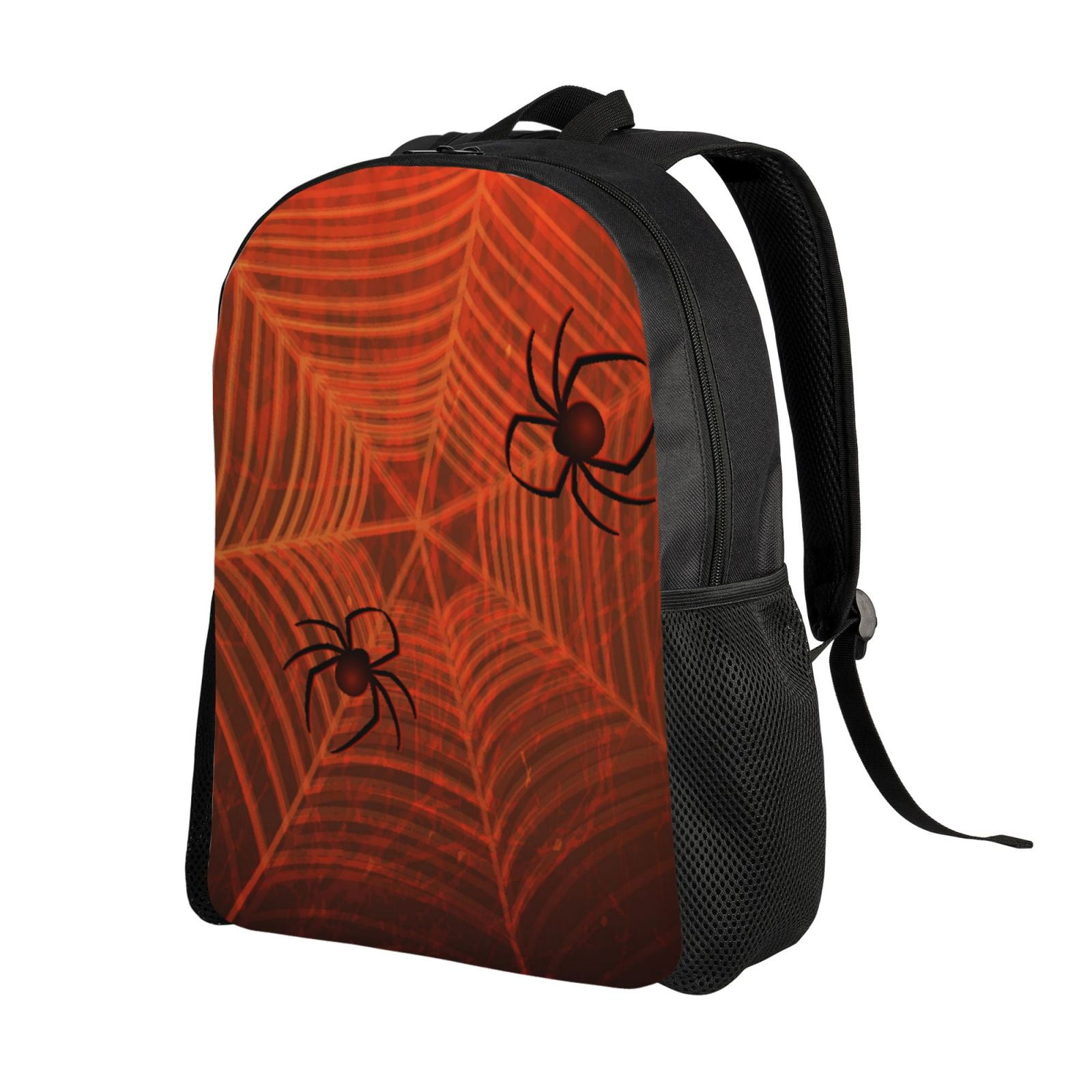 Xecao Spider Web Print School Backpack with Laptop Compartment Small Travel Laptop Backpack for Women Men Waterproof College Backpack Simple School Bag