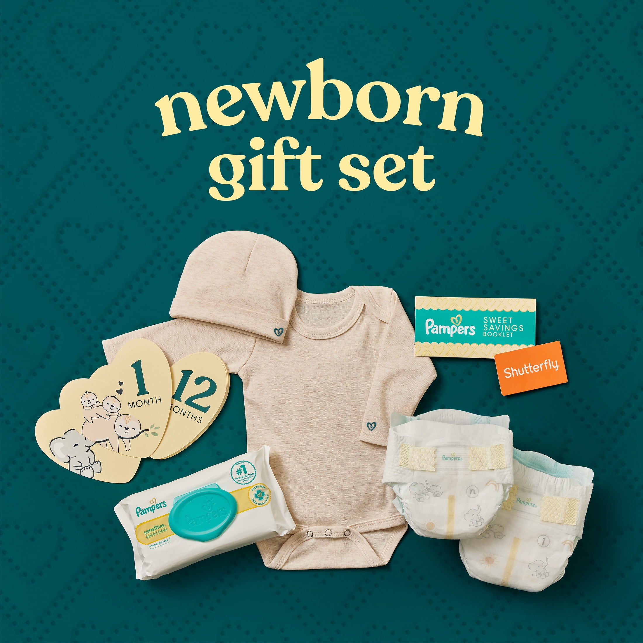 Pampers Gift Set, Diapers, Wipes, and Milestone Gifts