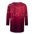 thumbnail image 4 of Cadancy Women Valentine Shirt Heart Print 3/4 Sleeve Plus Size Round Neck Tunic Tops Loose Fit Lounge Trendy Cute Tees Valentines Day Shirts Outfits, 4 of 5
