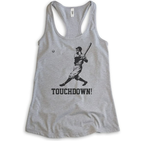 Touchdown Tank Top, Ladies Racerback Tank Top, Funny Baseball Tank, Funny Football Tank, Ironic Sports Tank, Heather Gray, Small