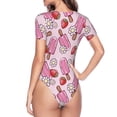 thumbnail image 4 of Naloa Strawberry Popsicle Women's Short-Sleeved Onesie, One-Piece Swimsuit for Parties, dates, clubs - X-Large, 4 of 9