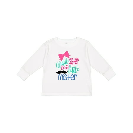 

Inktastic Middle Sister to a Little Mister Gift Toddler Toddler Girl Long Sleeve T-Shirt