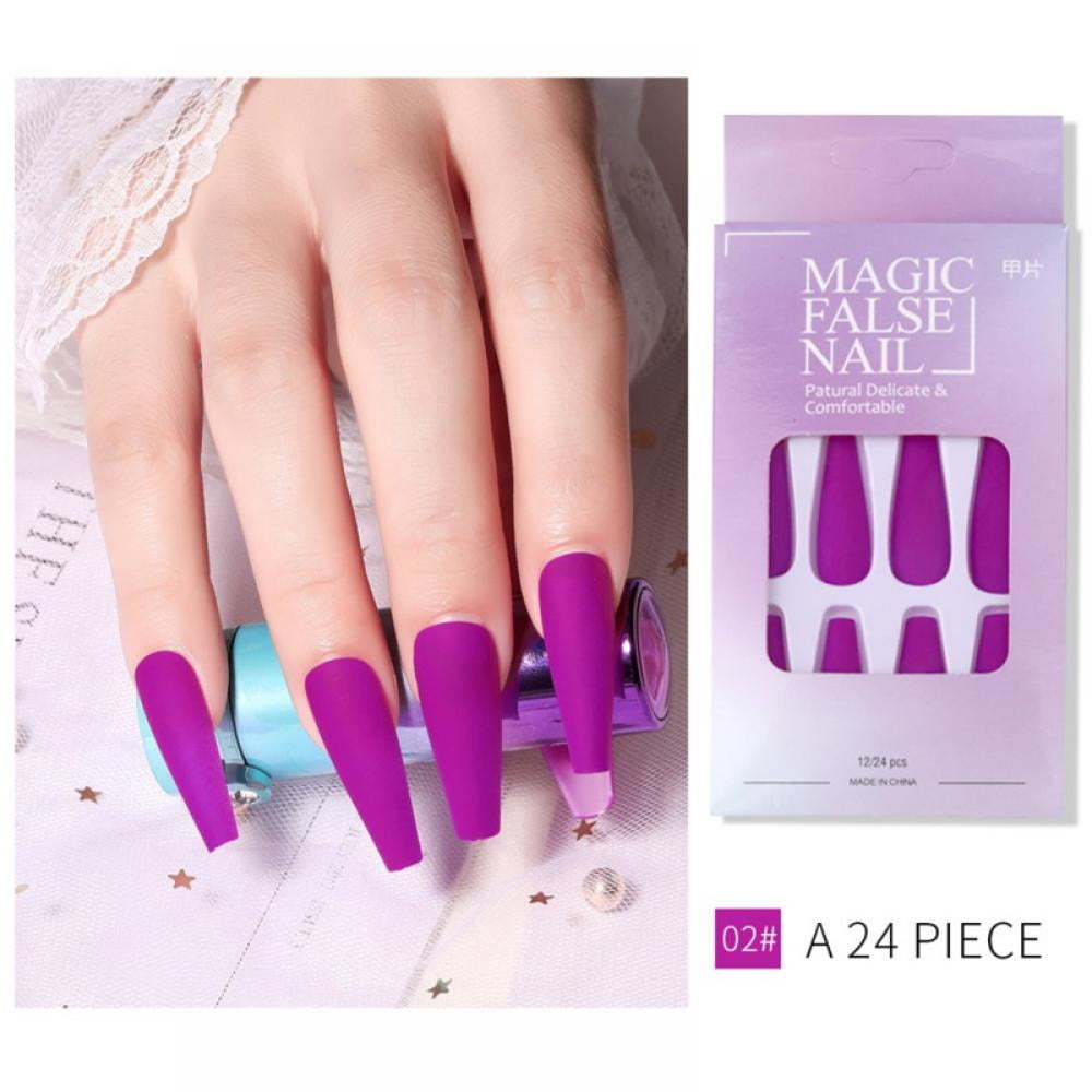 24 Pcs Press On Nails Fake Nails Professional Acrylic Nail Tips Set Walmart Com