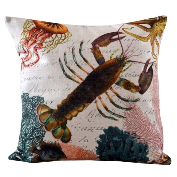 18" Black and Pink Decorative Lobster Throw Pillow