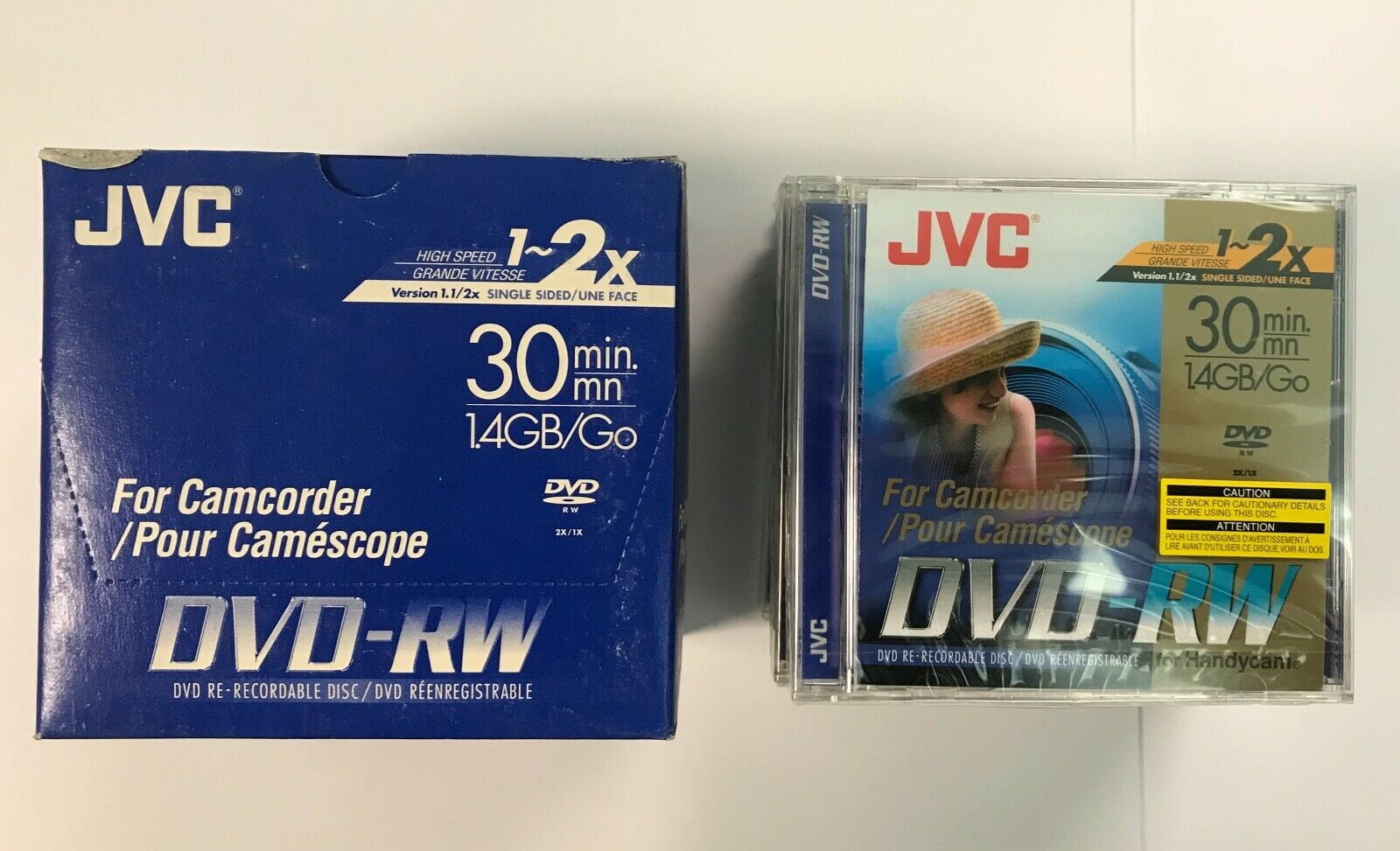 2 PCS JVC VDW14DU DVDRW (8cm) 30MIN 1.4 GB 2x jewel case