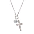thumbnail image 2 of Delight Jewelry Silvertone Emoticon :-O - Surprise - Be Strong and Courageous Engraved Cross Zoey Necklace, 28", 2 of 4