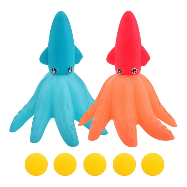 1 juego divertido de atrapar y explotar pulpos, interactivo, lanzador de pelotas para interiores y exteriores, juguete para niños, juego activo familiar, desarrollo de la coordinación mano-ojo