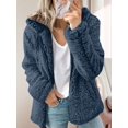 thumbnail image 4 of Women'S Light-Weight Warm Jacket Plus Size Zip Up Hoodie Fleece Winter Coat Soft Fuzzy Cardigan with Pockets Blue XXXL, 4 of 6