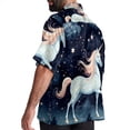 thumbnail image 3 of Starry Unicorn Men's Short Sleeve Spread Collar Poplin Button Down Casual Printed Summer Beach Unisex Shirts, 3 of 6