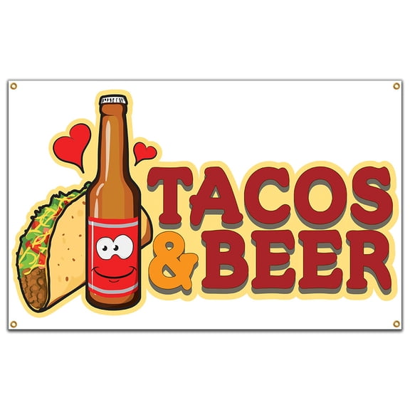 SignMission B-60 Tacos & Beer 36 x 60 in. Banner Sign - Tacos & Beer