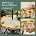 thumbnail image 5 of Round Outdoor Tablecloth with Umbrella Hole and Zipper, Summer Sunflowers Tablecloth with Elastic Waterproof, Country Botanical Flowers Leaves Patio Table Covers for 45" - 54" Picnic Pool Tables, 5 of 9