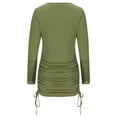 thumbnail image 6 of IROINNID Cocktail Dress for Women Wedding Guests Dresses for Women Solid Color Long Sleeve Lace Drawstring Dresses,Olive Green, 6 of 7