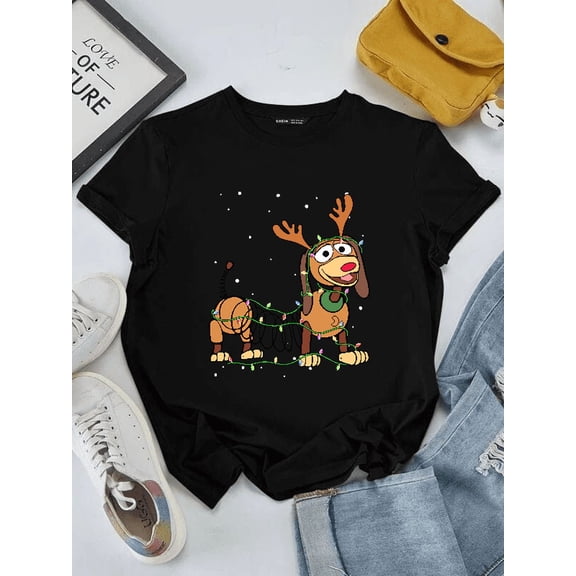 Slinky Dog Funny Holiday Festive Scene Cute Toy Art Tee Unisex T-Shirt, S-5XL