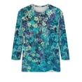 thumbnail image 3 of Womens Tops 3/4 Sleeve Casual Summer Floral Print Tunic Womens Tops Sexy Crewneck Slim Fit Half Sleeve Women's T-Shirts Spring Blouses for Women Dressy Casual Sexy Plus Size, 3 of 5