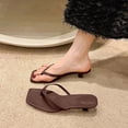 thumbnail image 3 of ZACPNCV Womens Square Toe Flip Flops Comfort Casual Beach Slides Summer Fall High Heel Sandals, 3 of 5