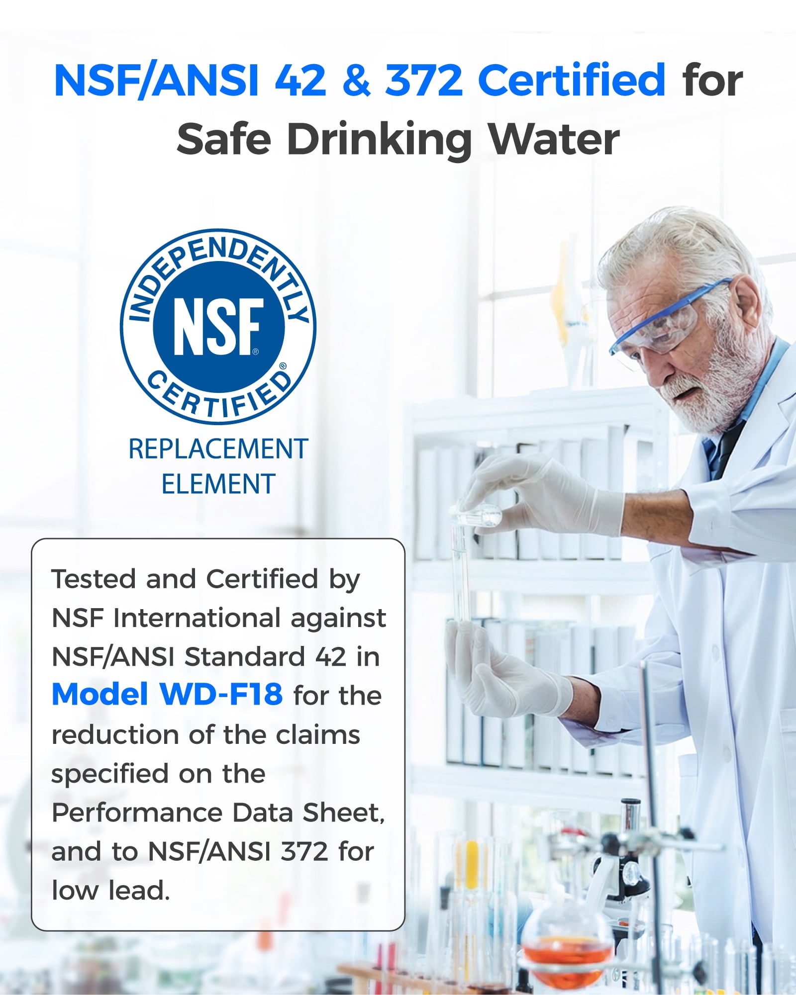 Waterdrop Replacement for EWF01®, FC-300, FC300, EFF-6018A, 241988703 Refrigerator Water Filter, 4 Filters