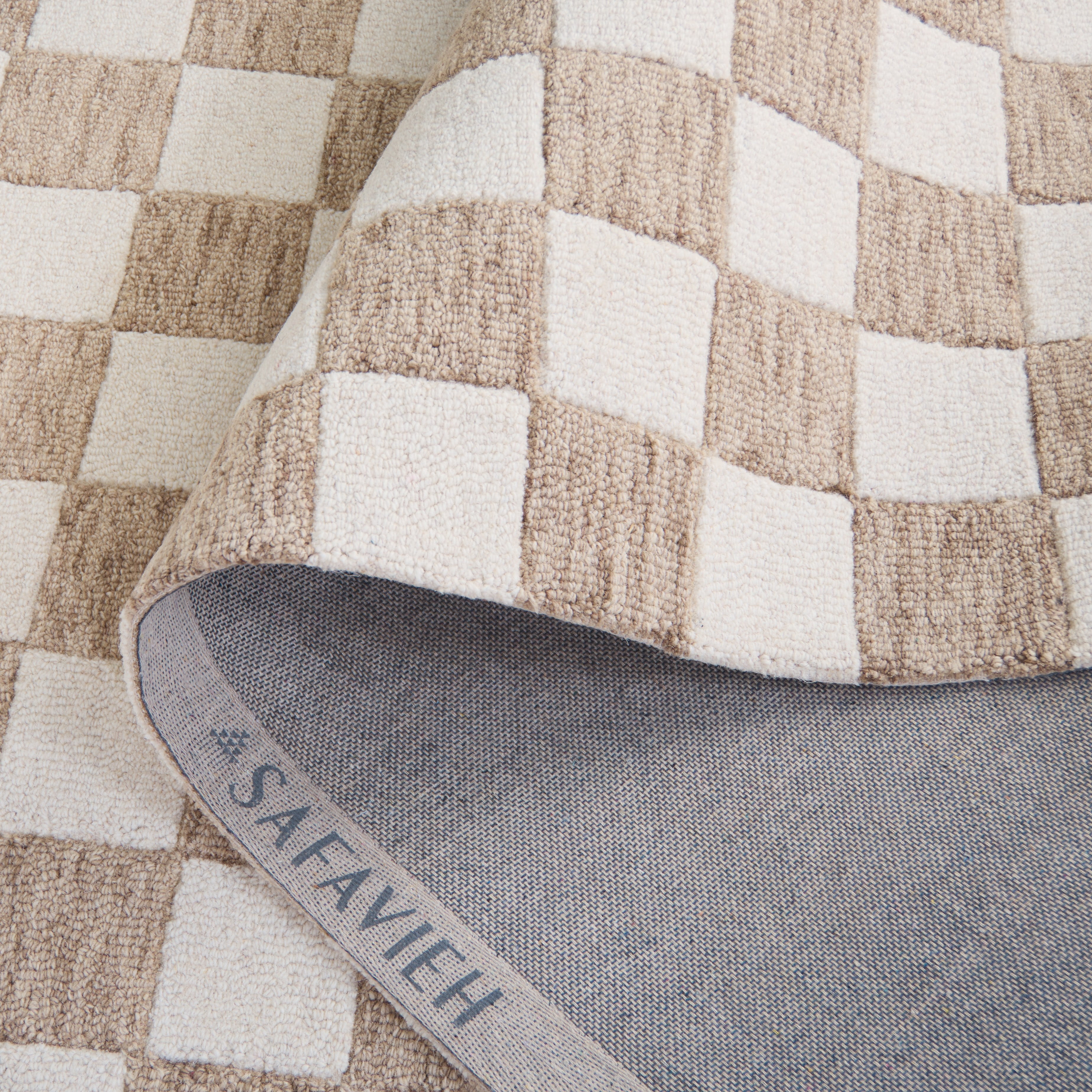 SAFAVIEH Ebony Camille Checkered Runner Rug, Brown/Ivory, 2'3" x 8'