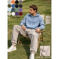 thumbnail image 4 of Chiccall Mens Fleece Cargo Sweatpants Baggy Warm Wide Leg Jogger Sweat Pants Casual Lounge Workout Elastic Waist Drawstring Trousers with 3 Pockets, 4 of 7