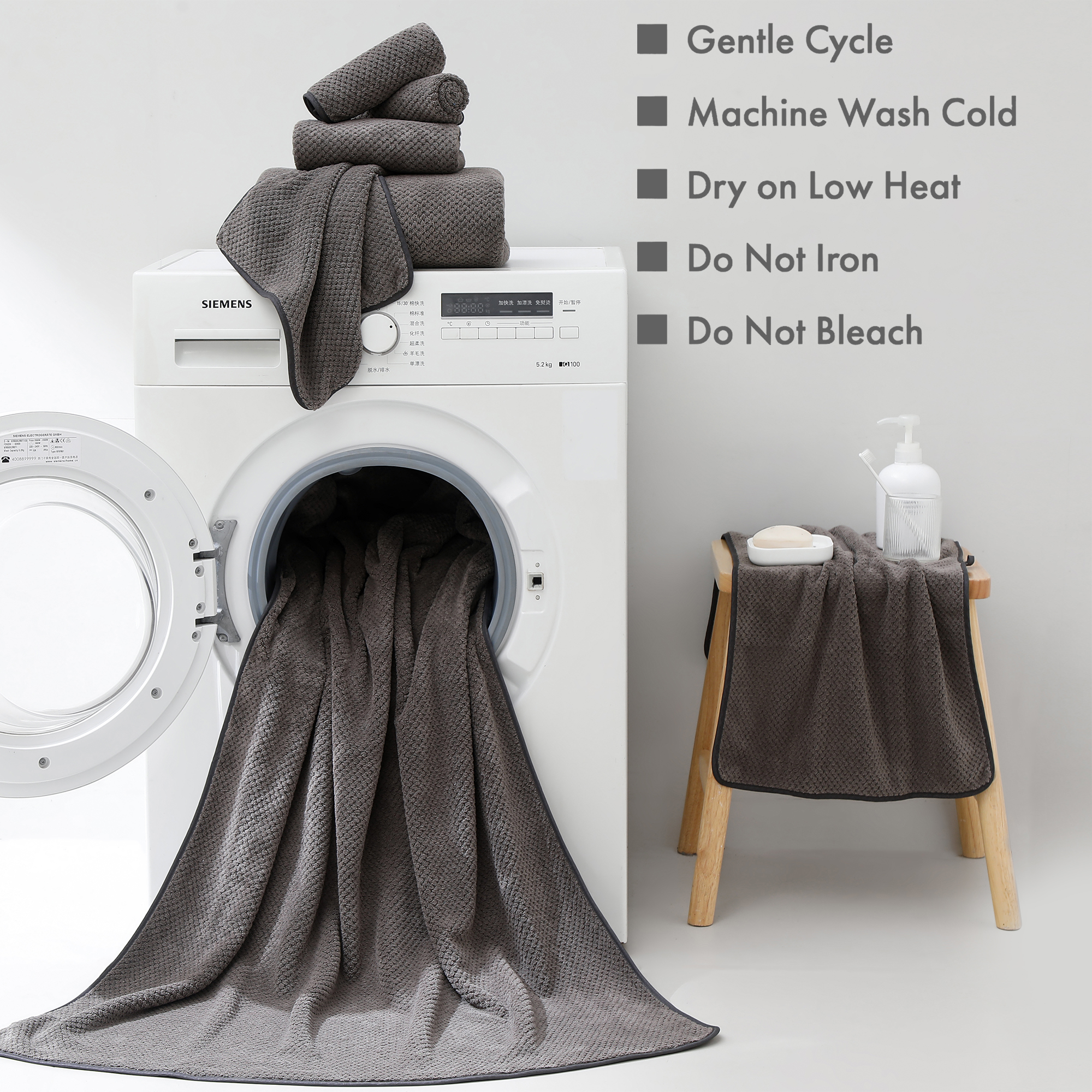 Jessy Home 8 Piece Towel Set Oversized Soft Cozy Towels 600 GSM Brown Plush Towel Set