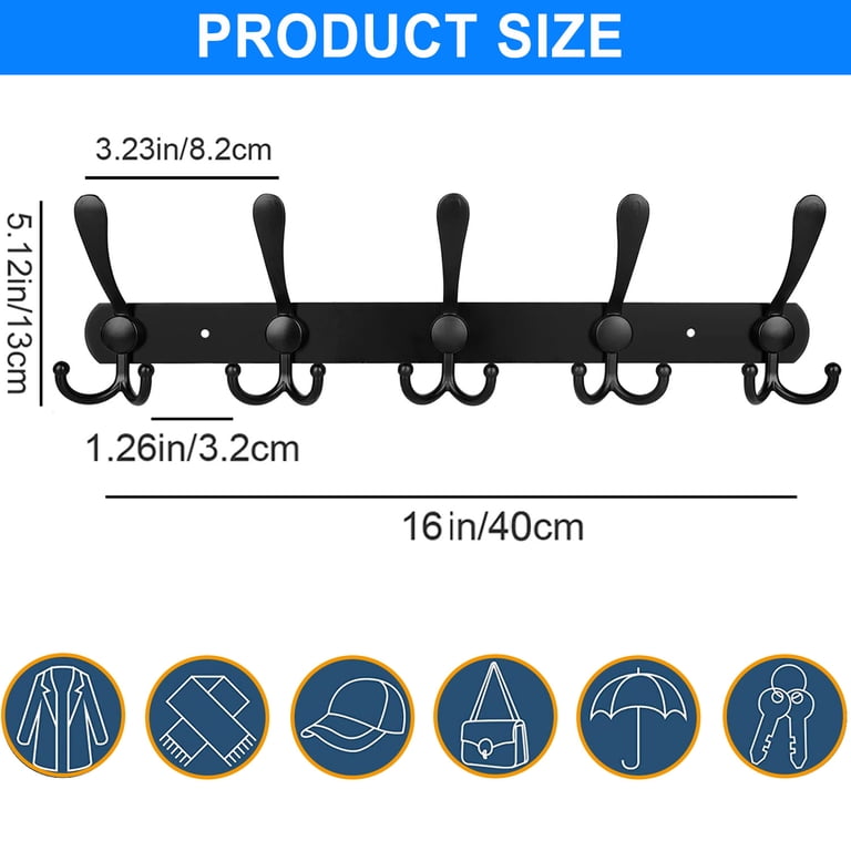 Camkey 2-Pack Wall-Mounted Coat Rack with 5 Tri Hooks photo 6