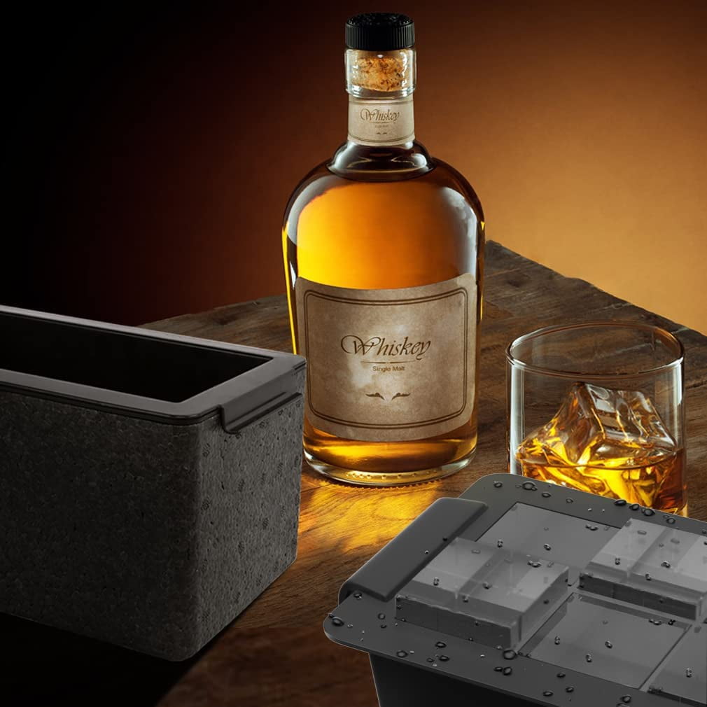 Upgrade 2 Inch Clear Ice Cube Tray Make 8 Large Square Crystal Clear Ice Cube Maker for Cocktail, Whiskey & Bourbon Drinks, Gifts for Men