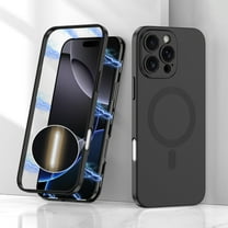 Magnetic for iPhone 16 Phone Case, [Full Camera Protection] [Compatible with Magsafe] Shockproof Protective Magnetic 2-in-1 Hard PC Ultra Slim Phone Case Cover for iPhone 16,Black