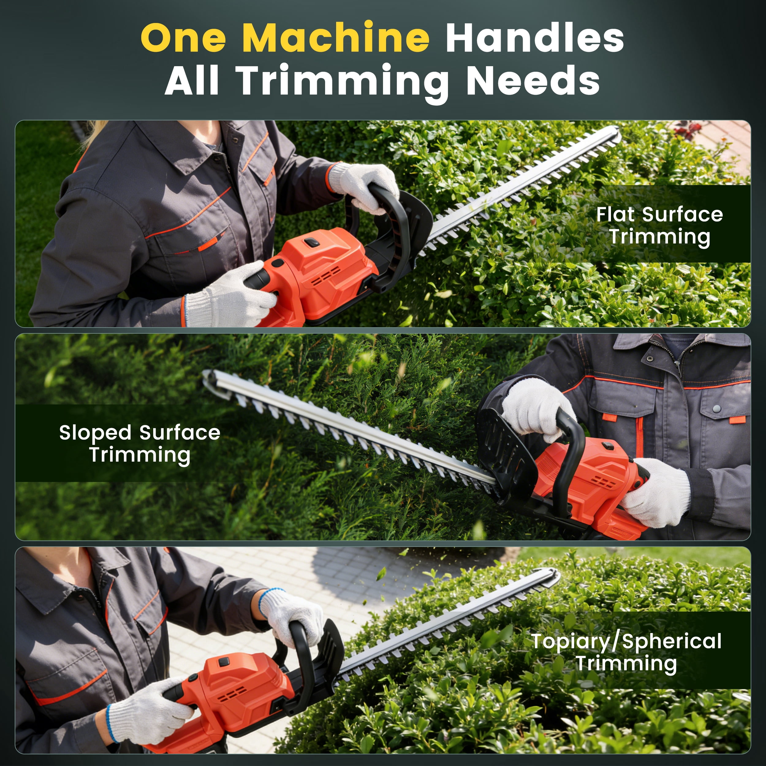 RELOIVE 20" Cordless Hedge Trimmer,24V Rechargeable Hedge Cutter with 20" Double Action Blade and 2PCS 2000MAH Batteries, Lightweight Grass Shrub Trimmer