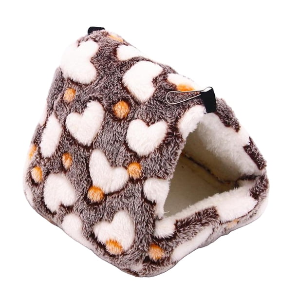 Cama para dormir, casa, hamaca colgante, nido cálido para hámster, jerbo, ratones, para mascotas pequeñas Café 17x15cm
