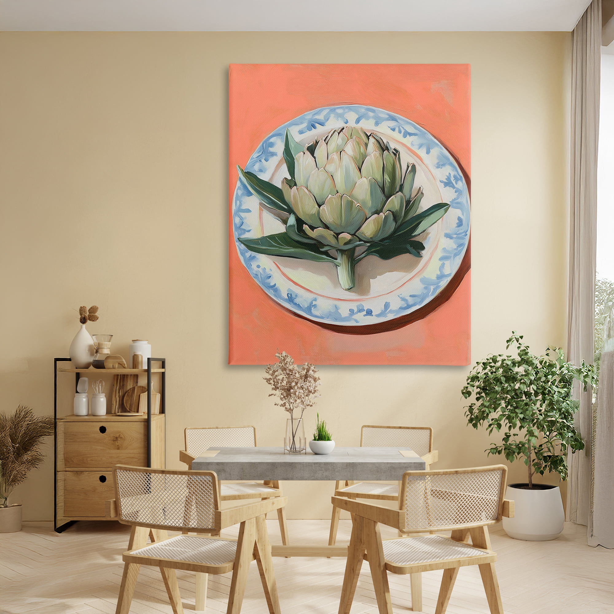 Stupell Industries Retro Artichoke over Orange Canvas Wall Art, design by The Prints Vibe