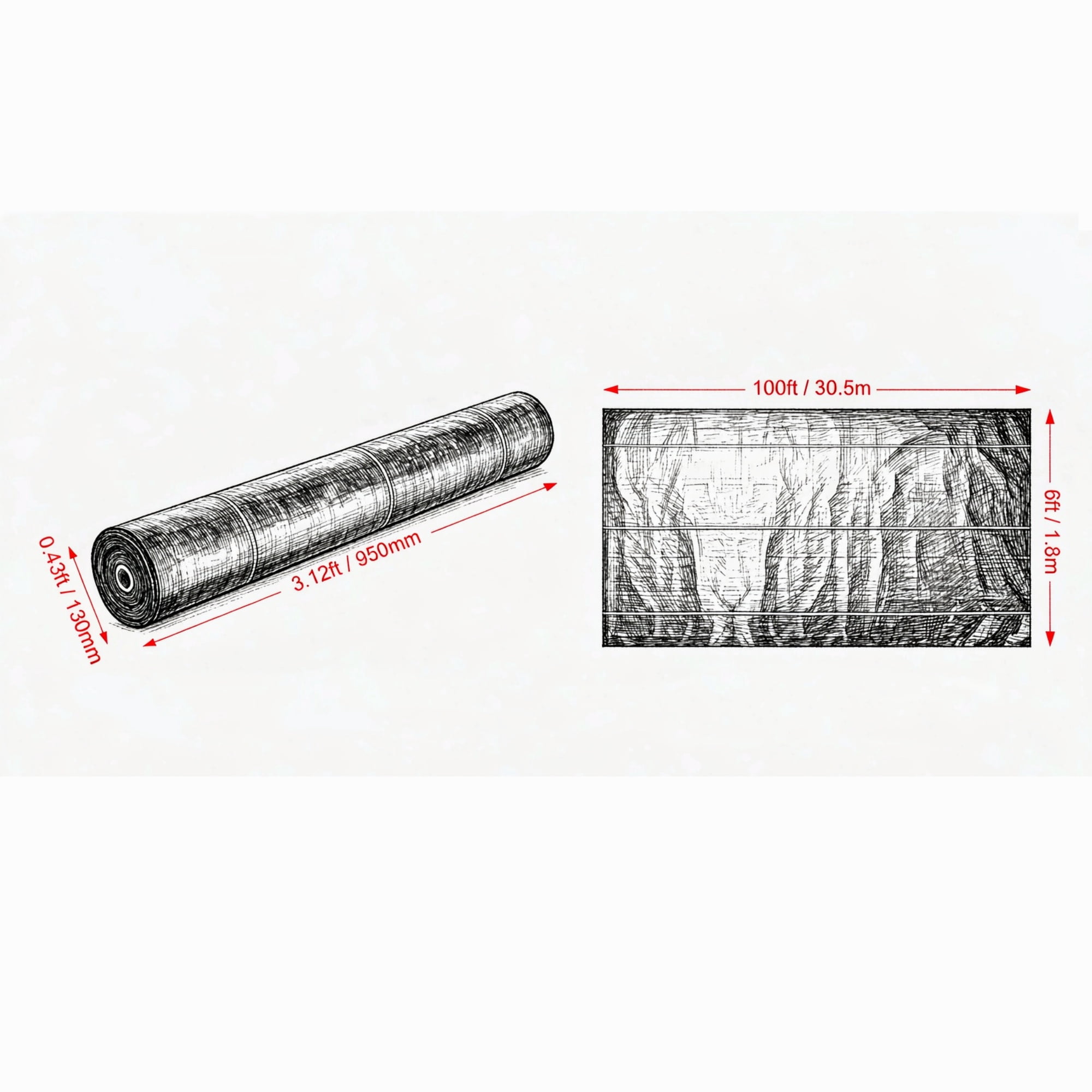 6x100FT Heavy Duty Weed Barrier Landscape Fabric, Woven PP Geotextile Ground Cover for Driveways & Gardens