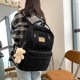 thumbnail image 1 of Mochila de muy buen gusto con colgante de oso para estudiantes, mochila escolar de gran capacidad para niñas (negro), 1 of 8