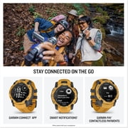 Garmin Instinct 3 - 50 mm, Solar, Rugged Outdoor GPS Smartwatch, Built-in Flashlight, Alpine Rush Collection Limited Edition Color, Sunburst with Sunburst/Gray BandGPS Bundle