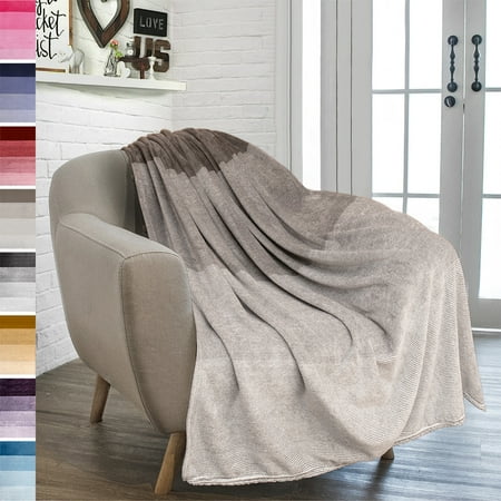 Twin Microfiber Blanket PAVILIA Flannel Fleece Ombre Throw Blanket for Couch | Super Soft Cozy Microfiber Couch Blanket | Gradient Decorative Accent Throw | All Season, 50x60 Inches ()