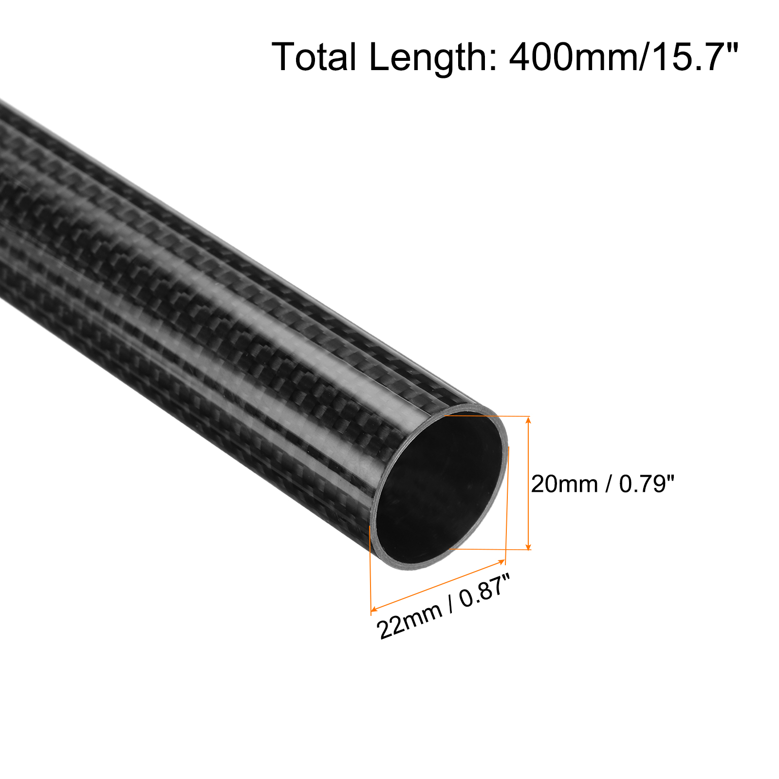 Tube Fibre Carbone 3K 10x8mm - 500mm Long - Pour RC, Drones Et DIY - 2 Pièces Sergé Mat - Haute Résistance