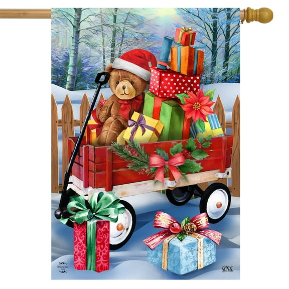 Briarwood Lane Christmas Wagon House Flag