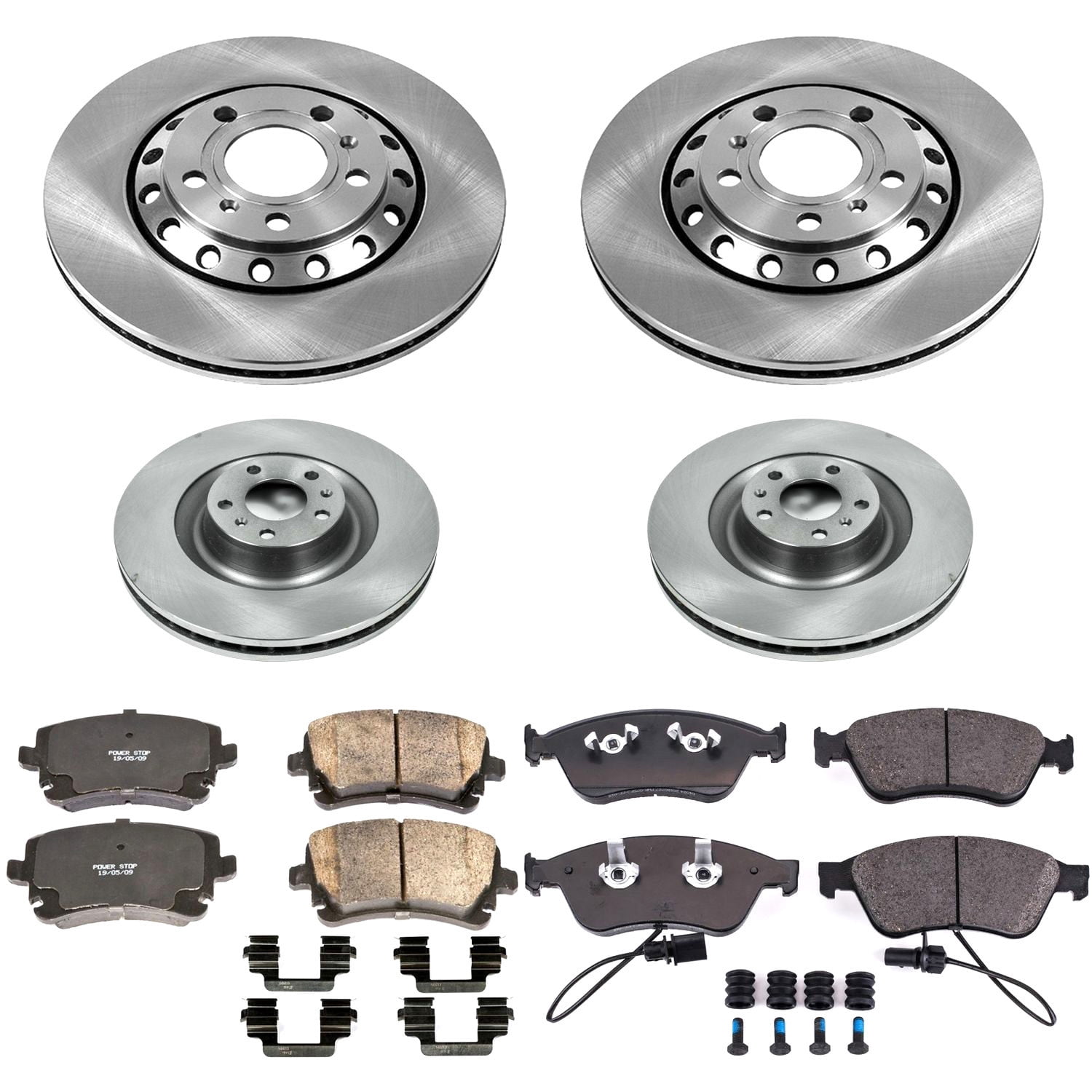 PowerStop Front and Rear Stock Replacement Brake Pad and Rotor Kit Fits: AUDI VOLKSWAGEN Select Models KOE4008